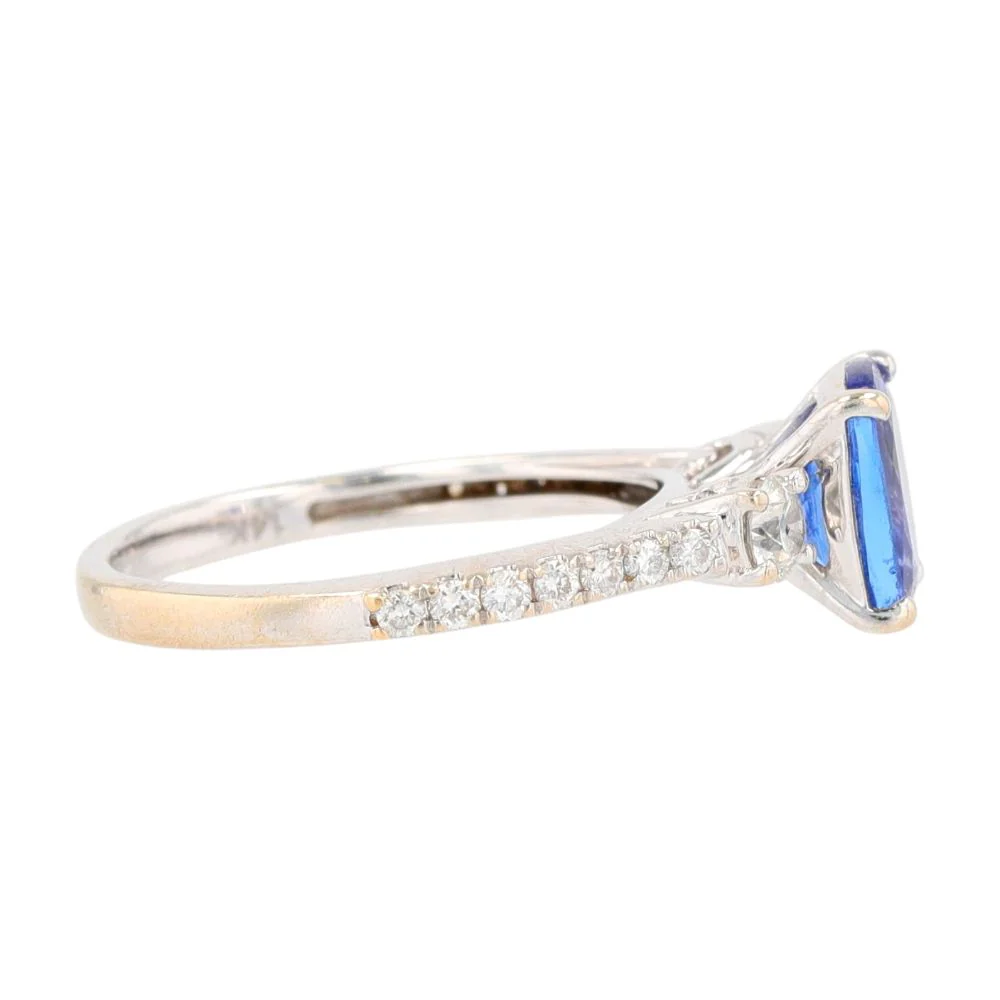 14K White Gold Oval Purple Solitaire With Diamond Accents Ring - Image 3