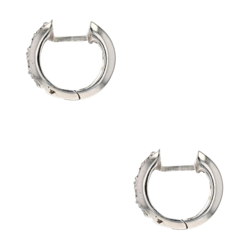 1/5 ctw 14K White Gold Diamond Hoop Earrings - Image 2