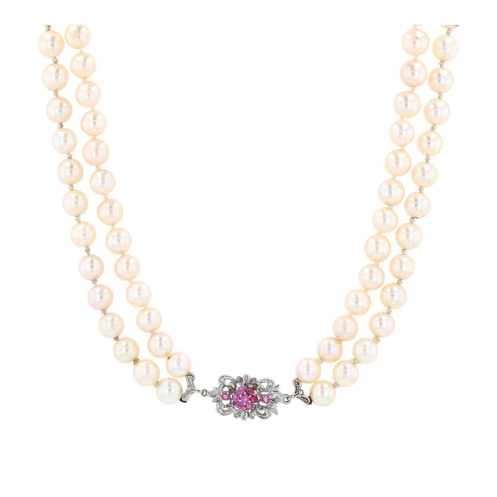 14K White Gold Cultured Pearl Beaded Necklace - Image 2