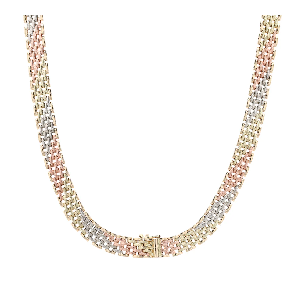 14K Tri-Tone Gold Chain Necklace - Image 2