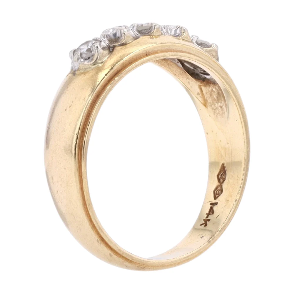 14K Two-Tone Gold Diamond Band Ring - Image 5
