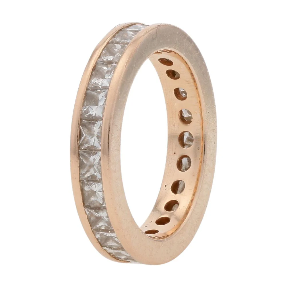 2 1/3 Ct 14K Gold Channel Set Square Diamond Eternity Band - Image 3