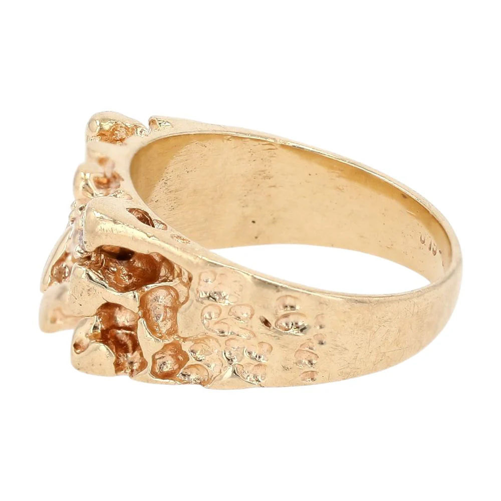 1/3 Ct 10K Gold Three Round Diamond Nugget Band - Image 2