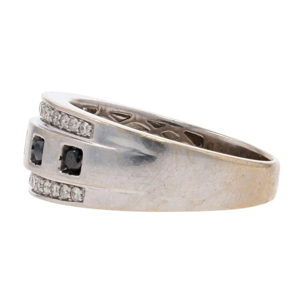 1/3 Ct 10K White Gold Black Stone And Diamond Band - Image 2