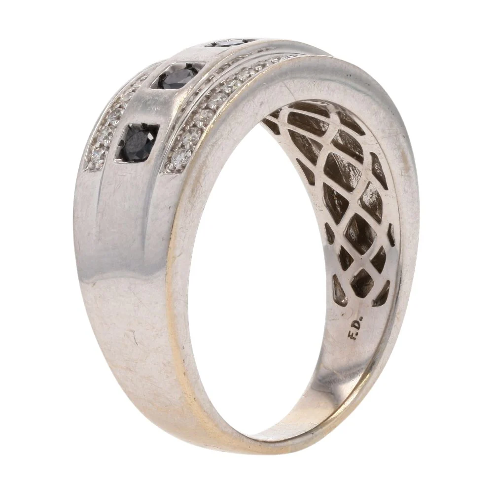 1/3 Ct 10K White Gold Black Stone And Diamond Band - Image 5