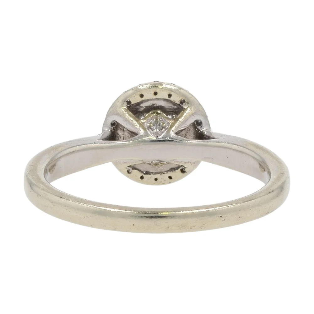 1/3 Ct 10K White Gold Diamond Cluster Center And Halo Shank Engagement Ring - Image 3