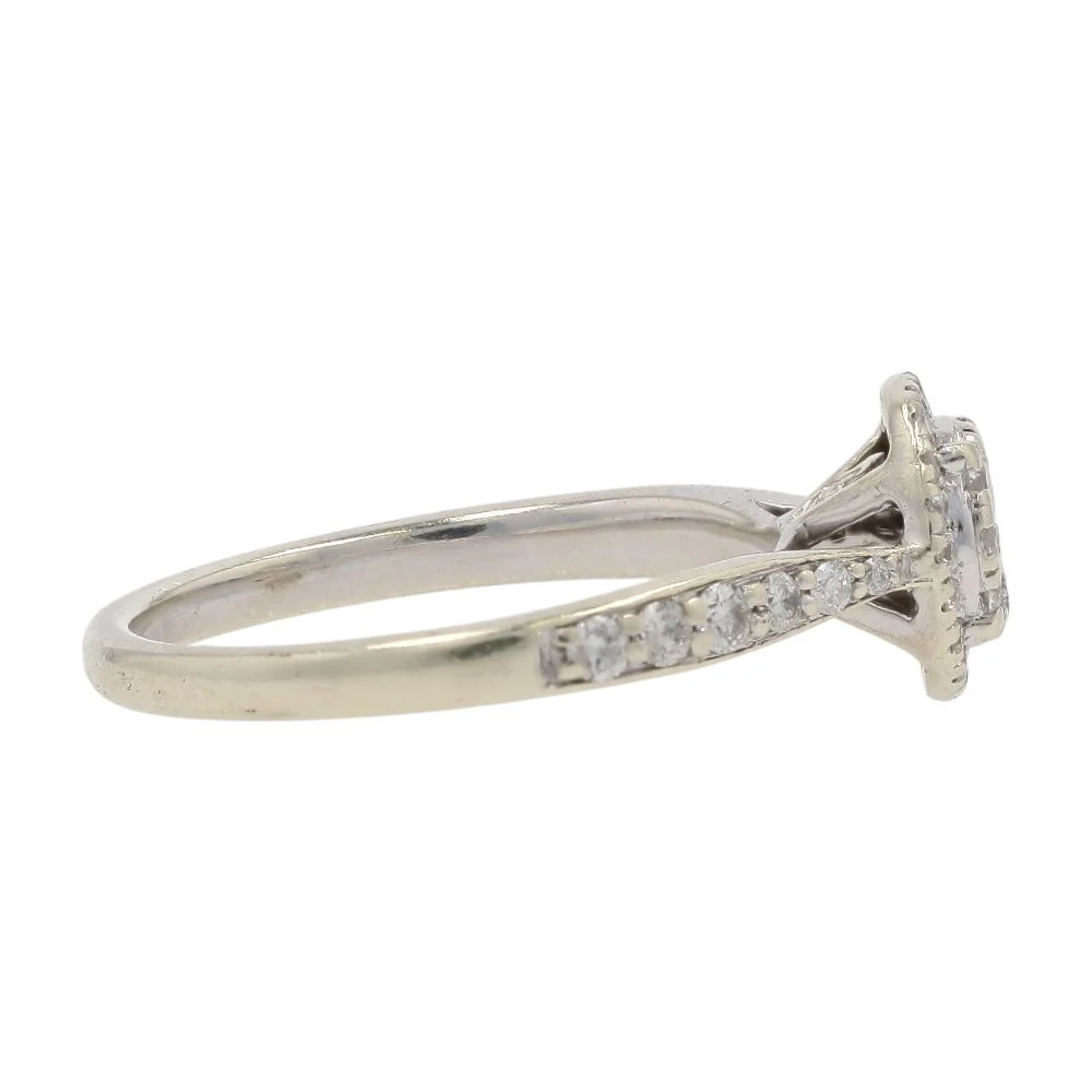 1/3 Ct 10K White Gold Diamond Cluster Center And Halo Shank Engagement Ring - Image 4
