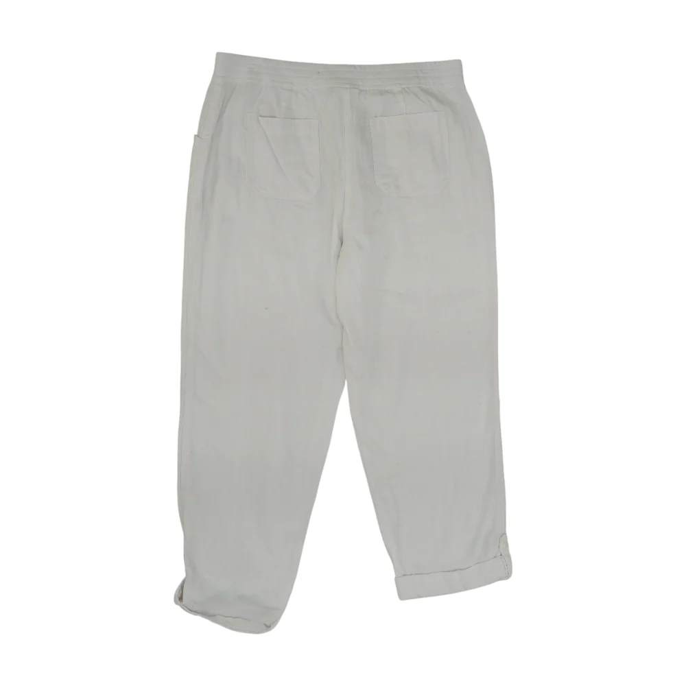 White Solid 5-Pocket Capris - Image 2