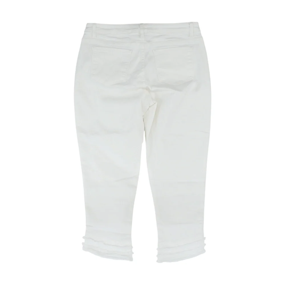 White Solid 5-Pocket Capris - Image 2