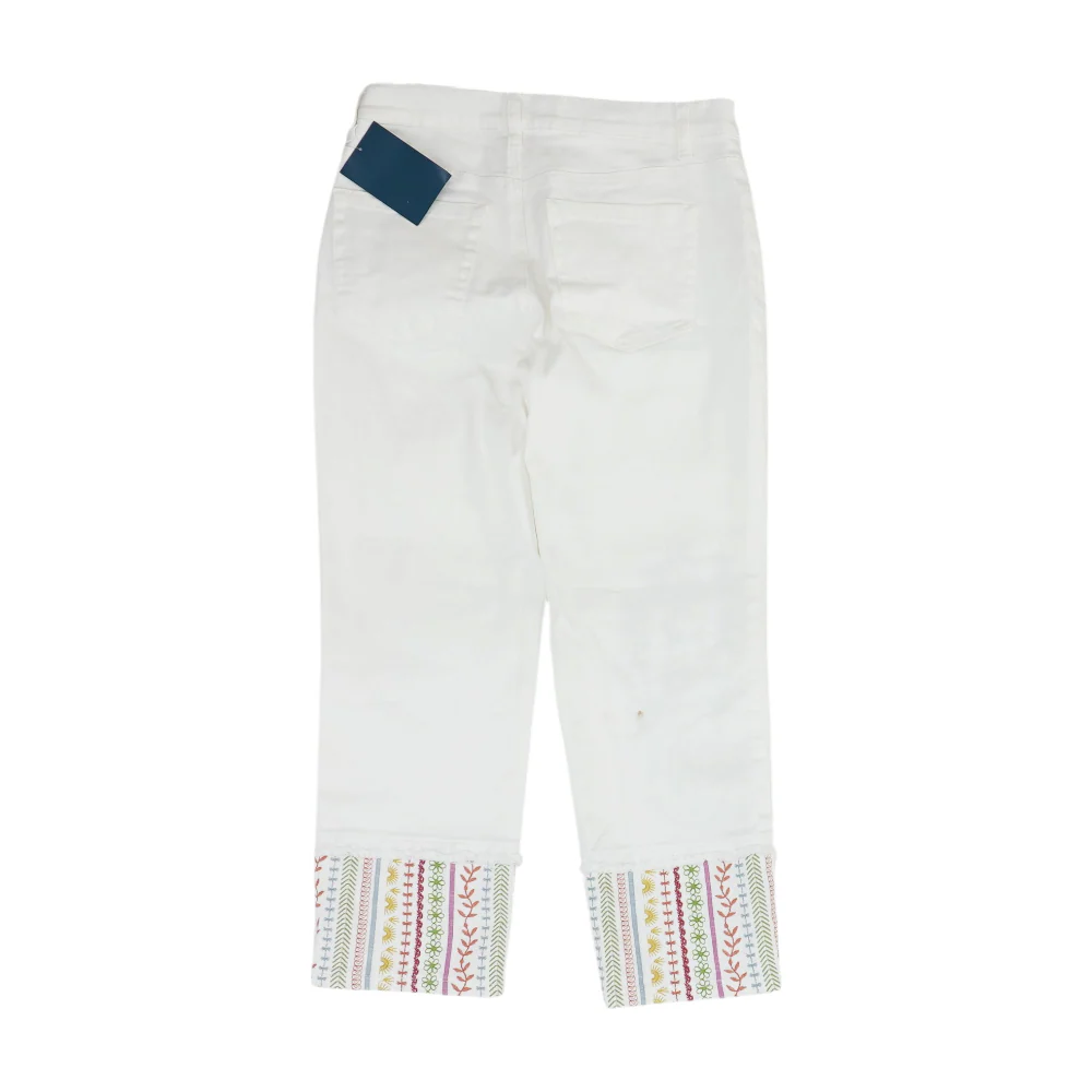 White Solid Denim Capris - Image 2