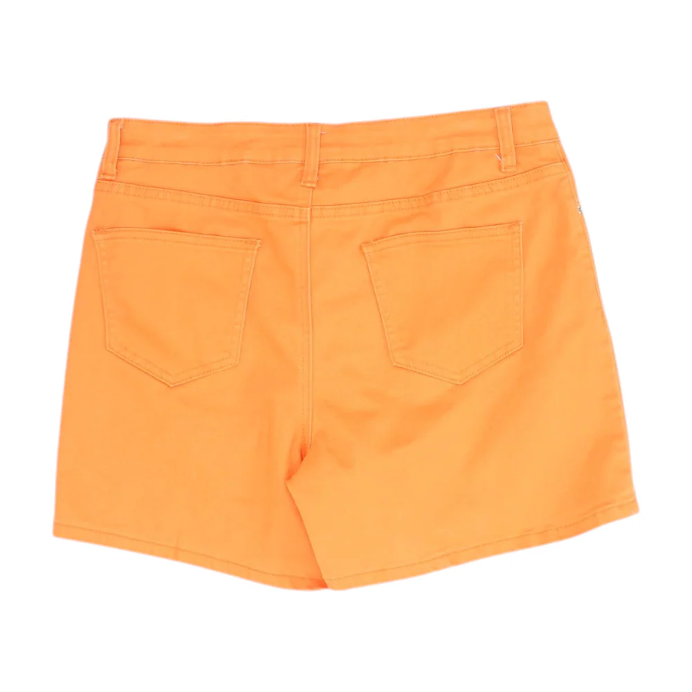 Orange Solid 5-Pocket Shorts - Image 2