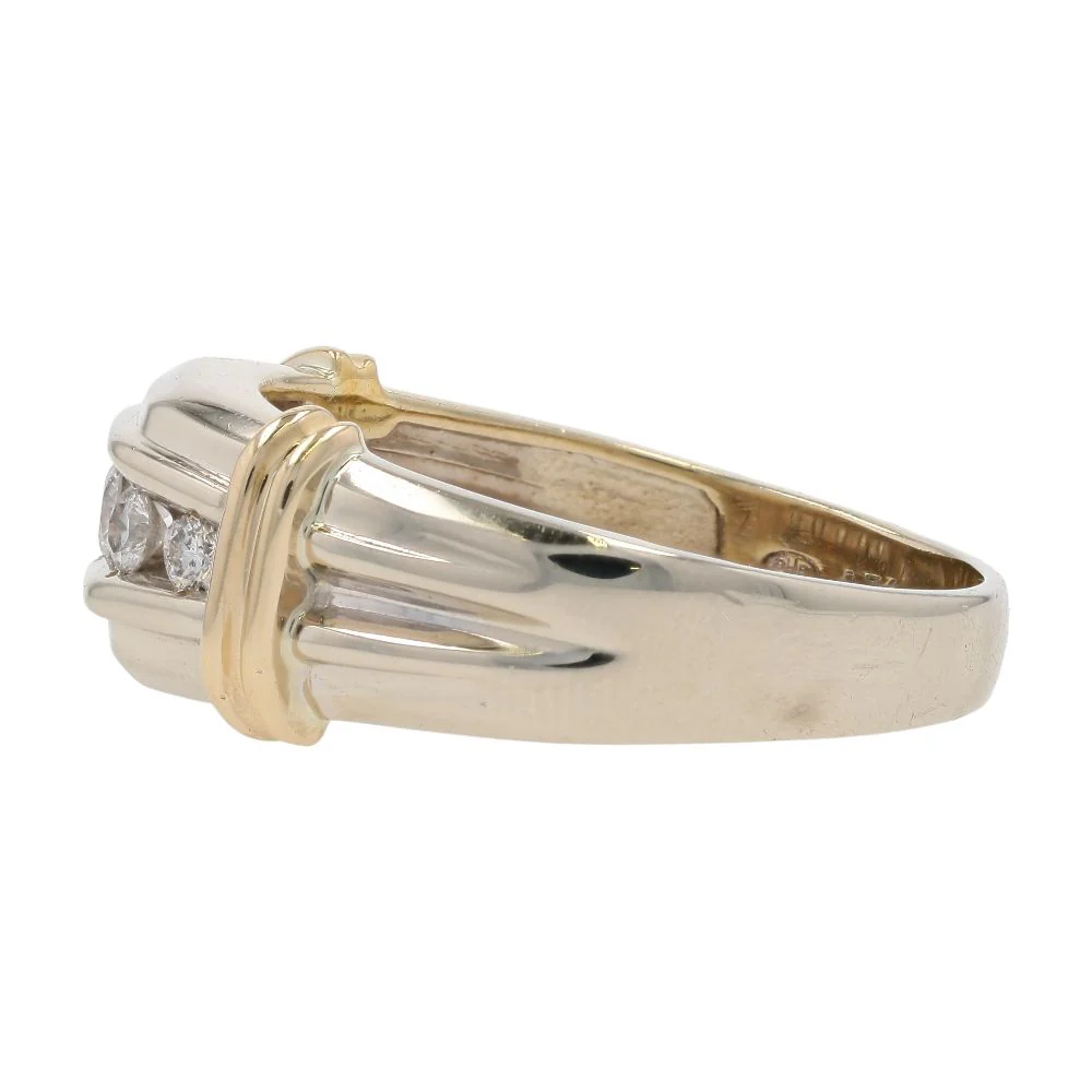 1/2 Ct 14K Two Tone Gold Gents Diamond Accented Arched Band - Image 2