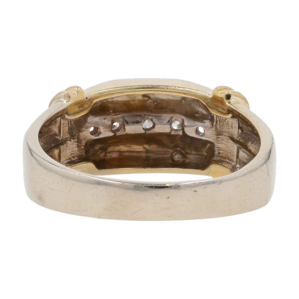 1/2 Ct 14K Two Tone Gold Gents Diamond Accented Arched Band - Image 3