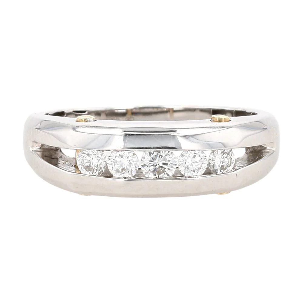1/2 Ct 14K Two Tone Gold Lab Grown Diamond Geometric Bar Set Band
