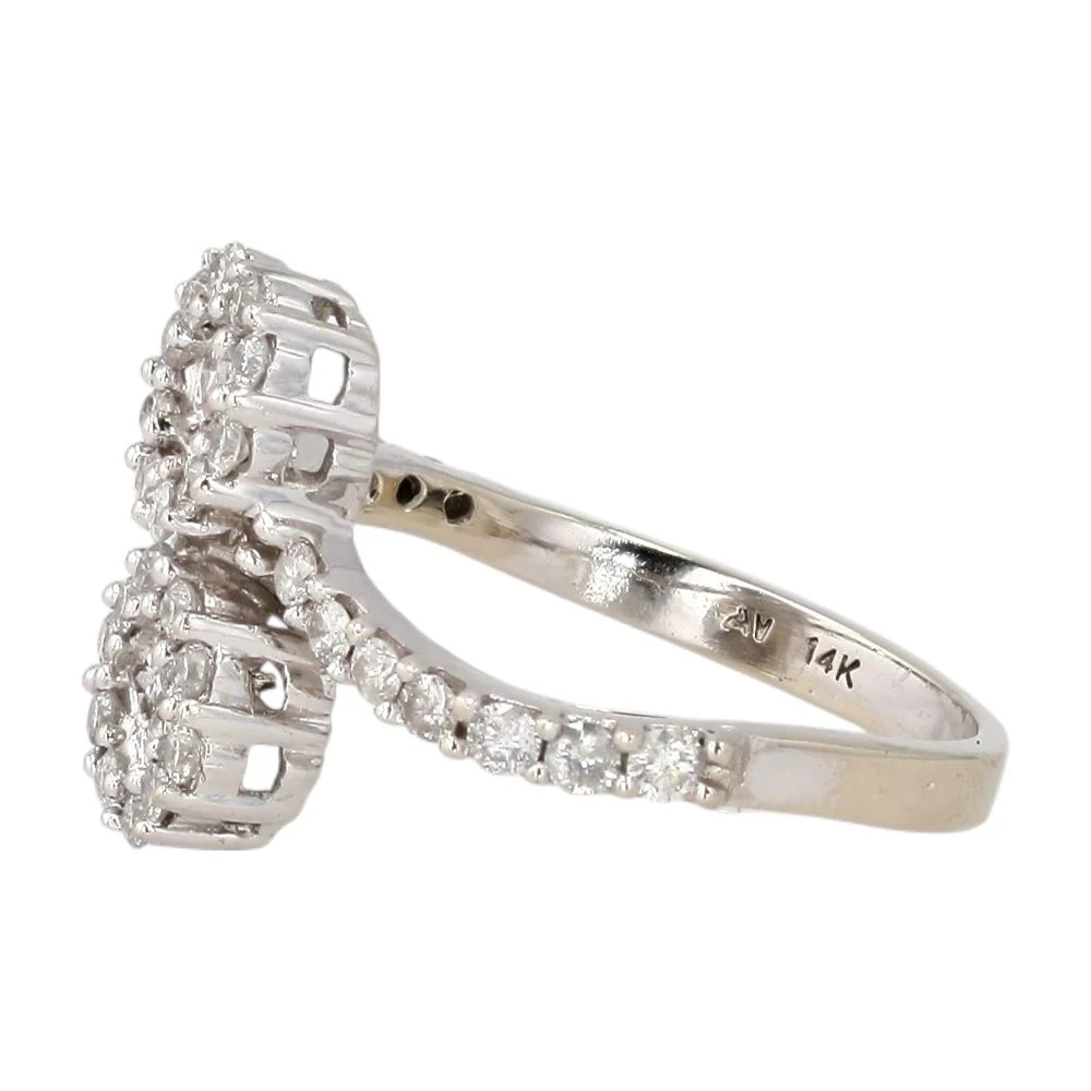 1/2 Ct 14K White Gold Round And Square Diamond Accent Bypass Band - Image 2