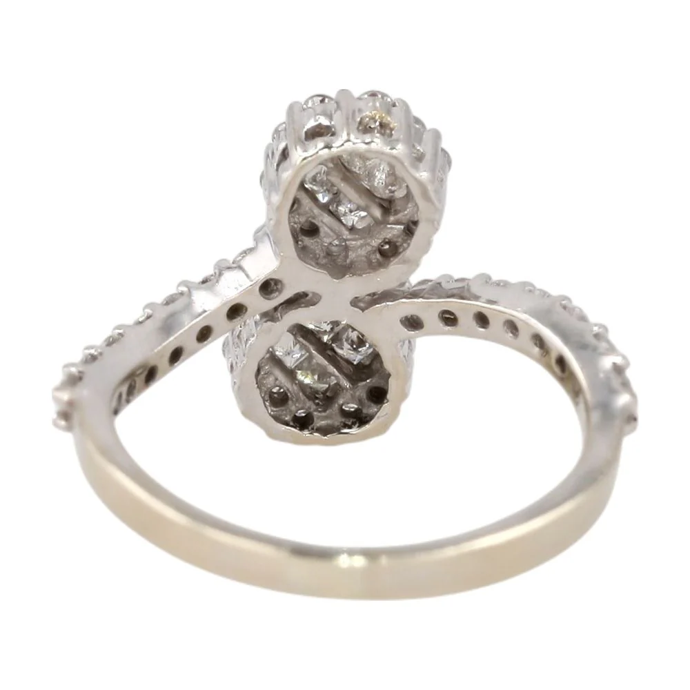 1/2 Ct 14K White Gold Round And Square Diamond Accent Bypass Band - Image 3