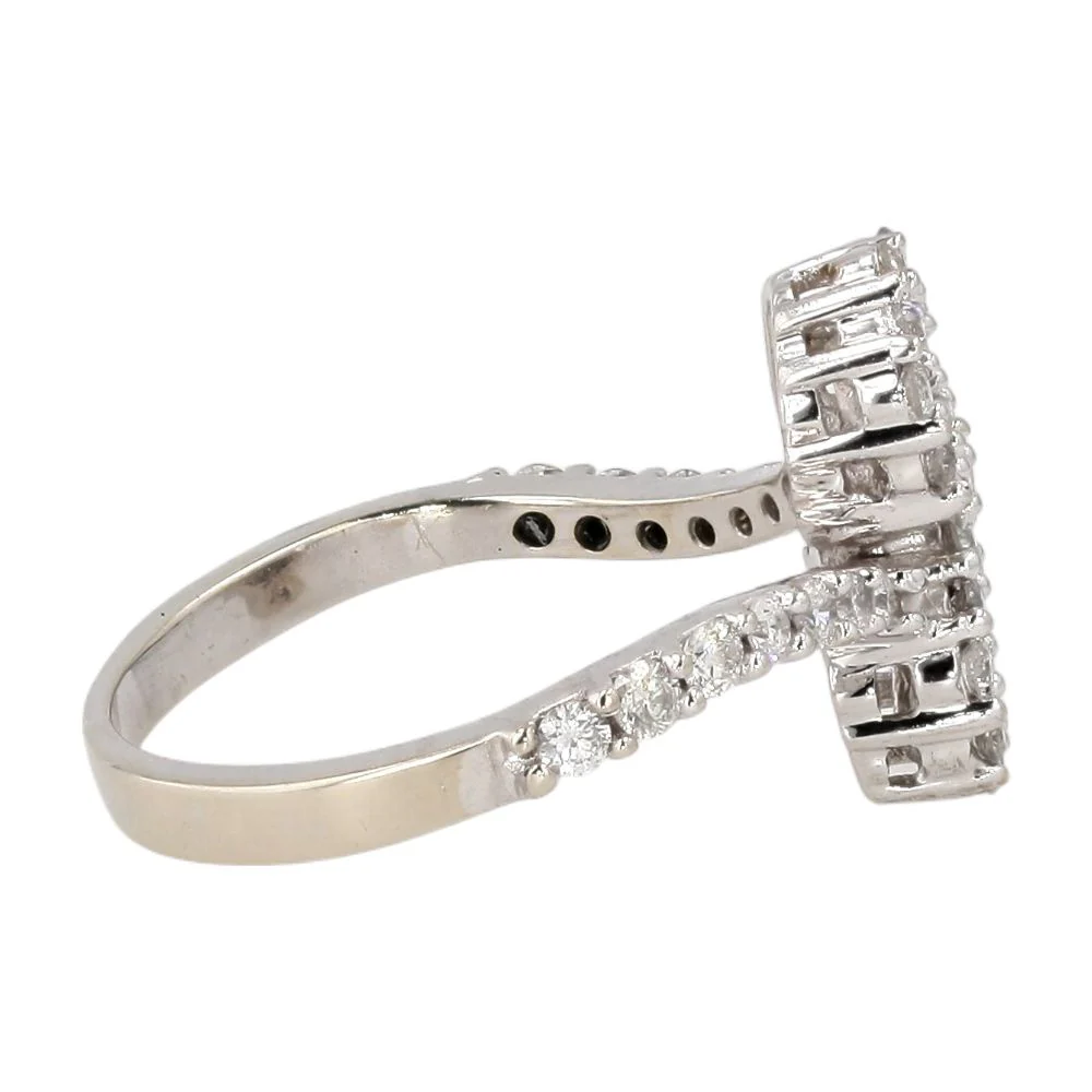 1/2 Ct 14K White Gold Round And Square Diamond Accent Bypass Band - Image 4