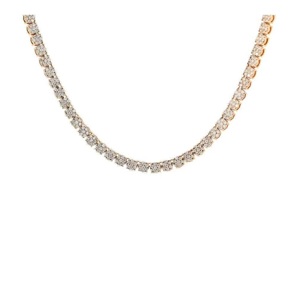 6 1/2 Ct 10K Gold Diamond Cluster Tennis Necklace