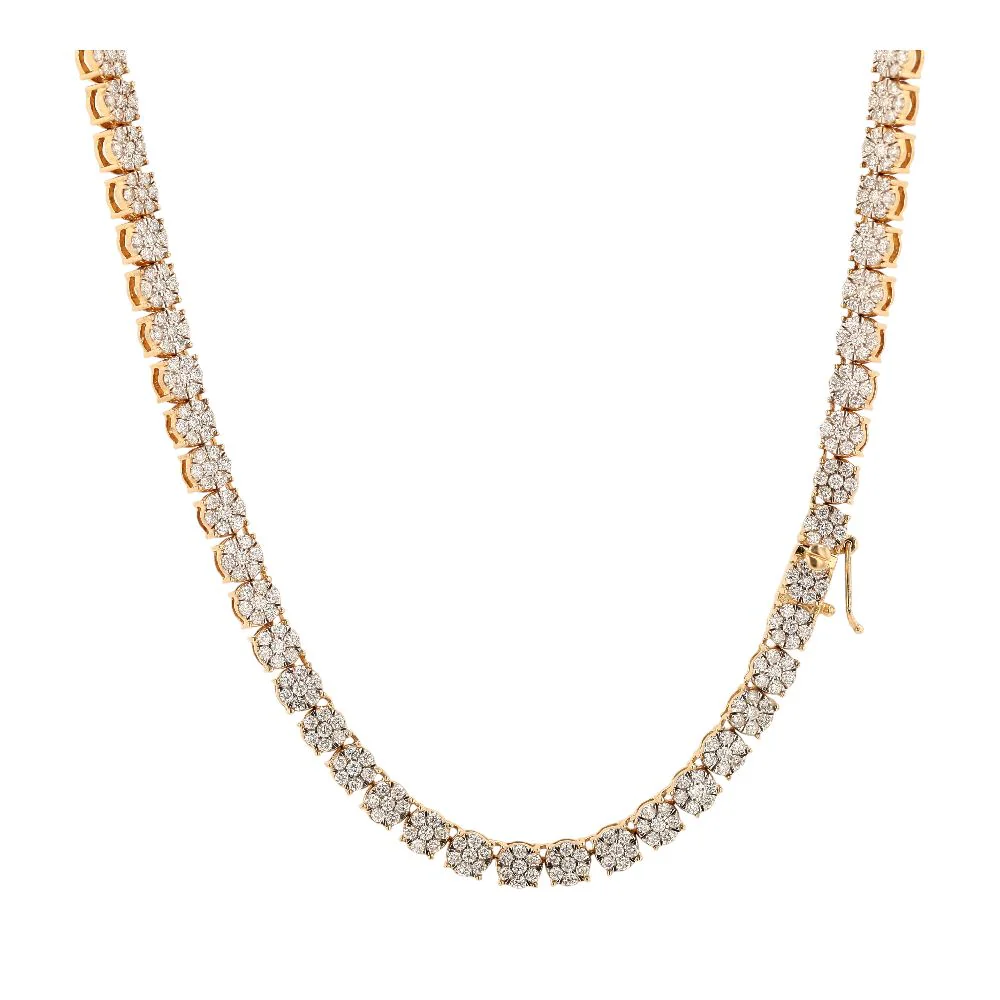 6 1/2 Ct 10K Gold Diamond Cluster Tennis Necklace - Image 2