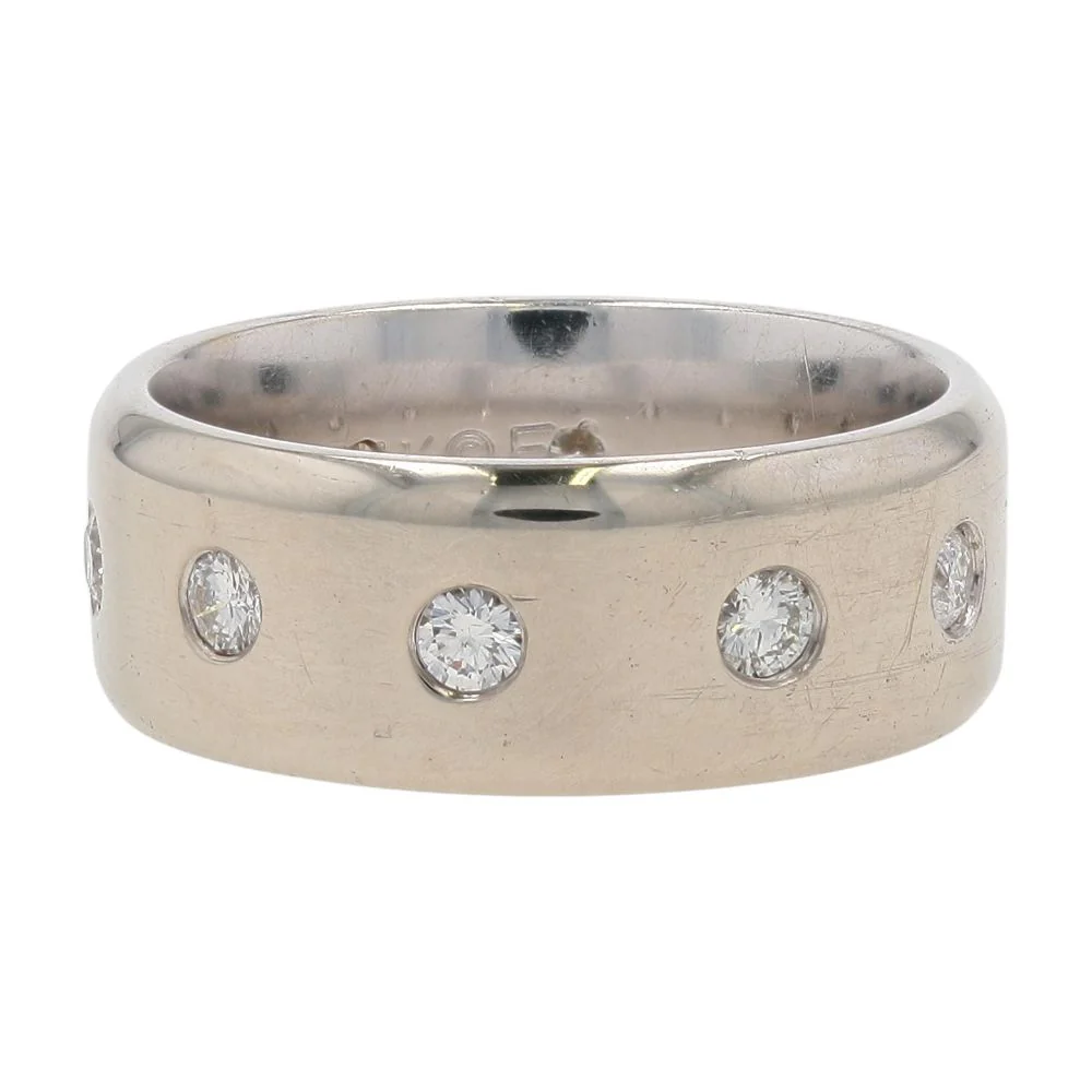5/8 Ct 14K White Gold Flush Set Round Diamond Eternity Flat Band