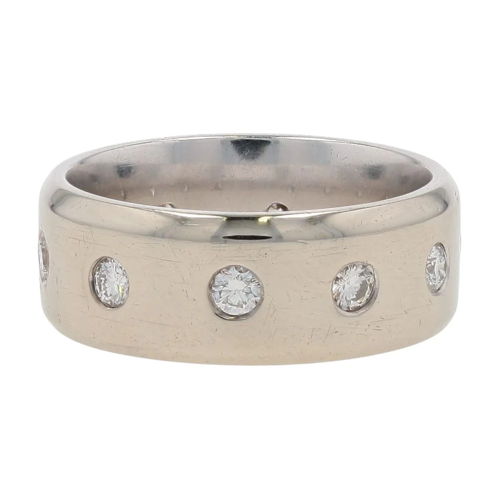 5/8 Ct 14K White Gold Flush Set Round Diamond Eternity Flat Band - Image 2
