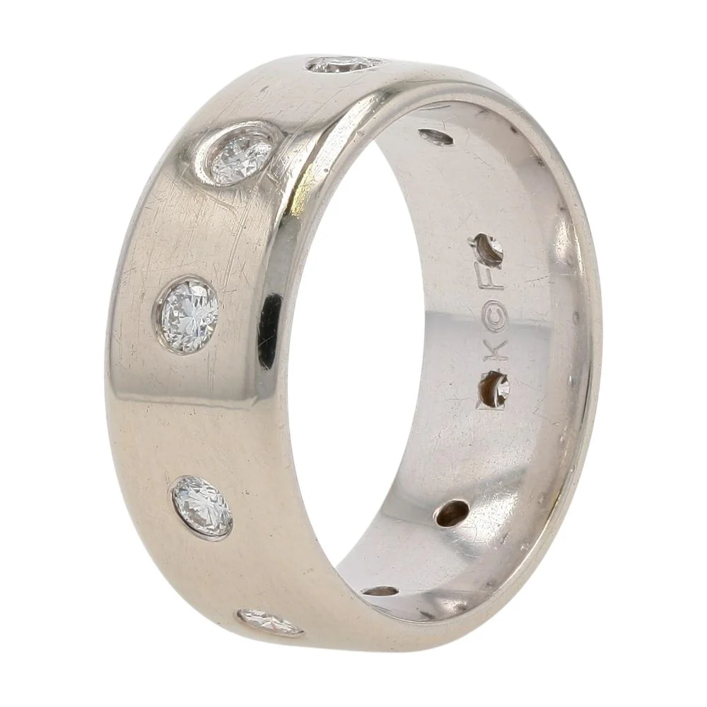 5/8 Ct 14K White Gold Flush Set Round Diamond Eternity Flat Band - Image 3
