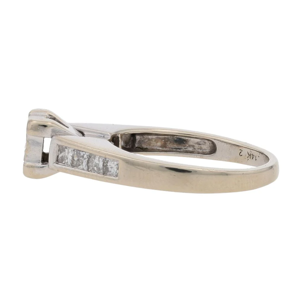 3/4 Ct 14K White Gold Tension Set Princess Cut Diamond Engagement Ring - Image 2