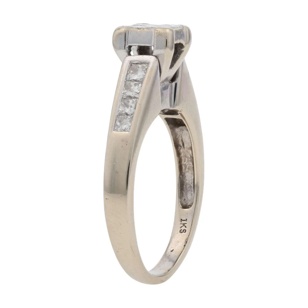 3/4 Ct 14K White Gold Tension Set Princess Cut Diamond Engagement Ring - Image 5