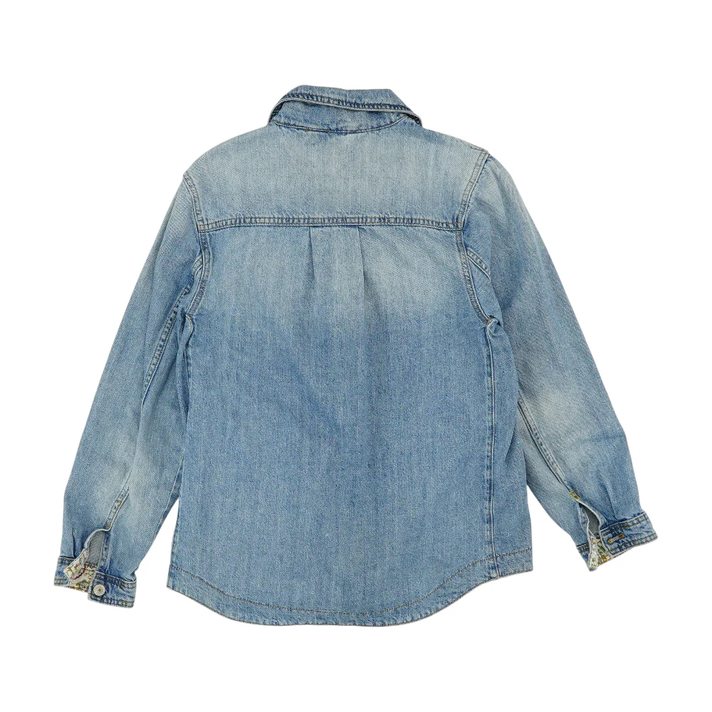 Blue Solid Denim Jacket - Image 2