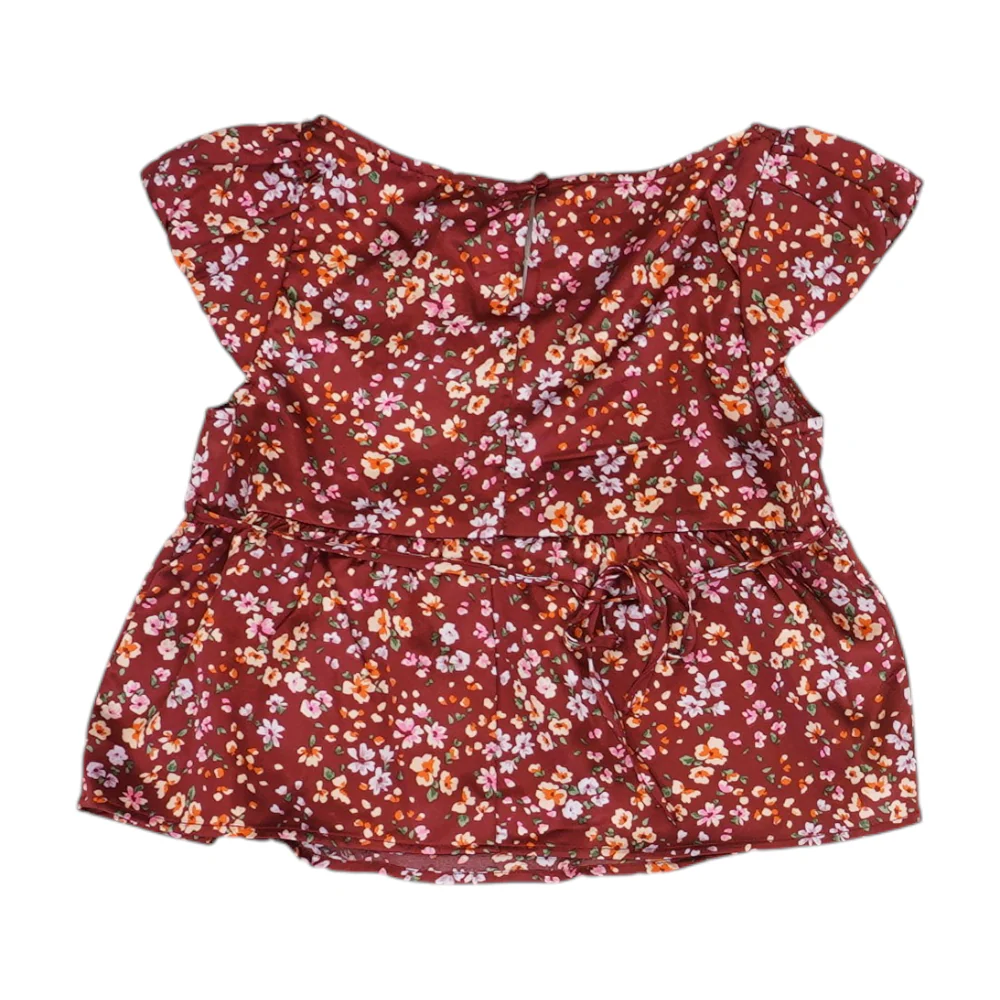 Maroon Floral Blouse - Image 2