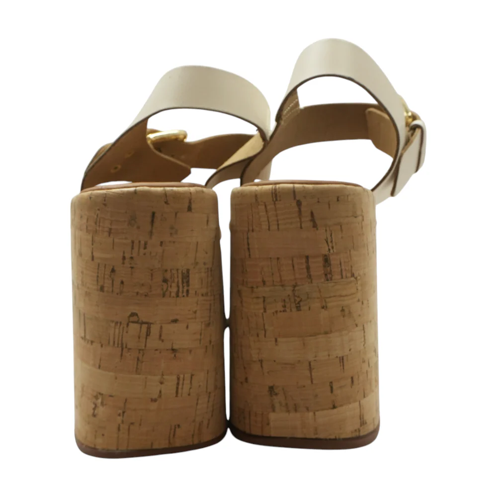 Beige Wedged Sandals - Image 2