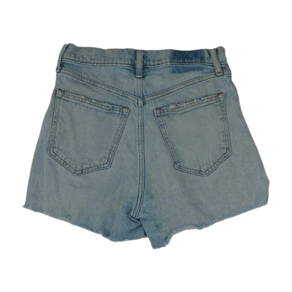 Blue Solid Denim Shorts - Image 2