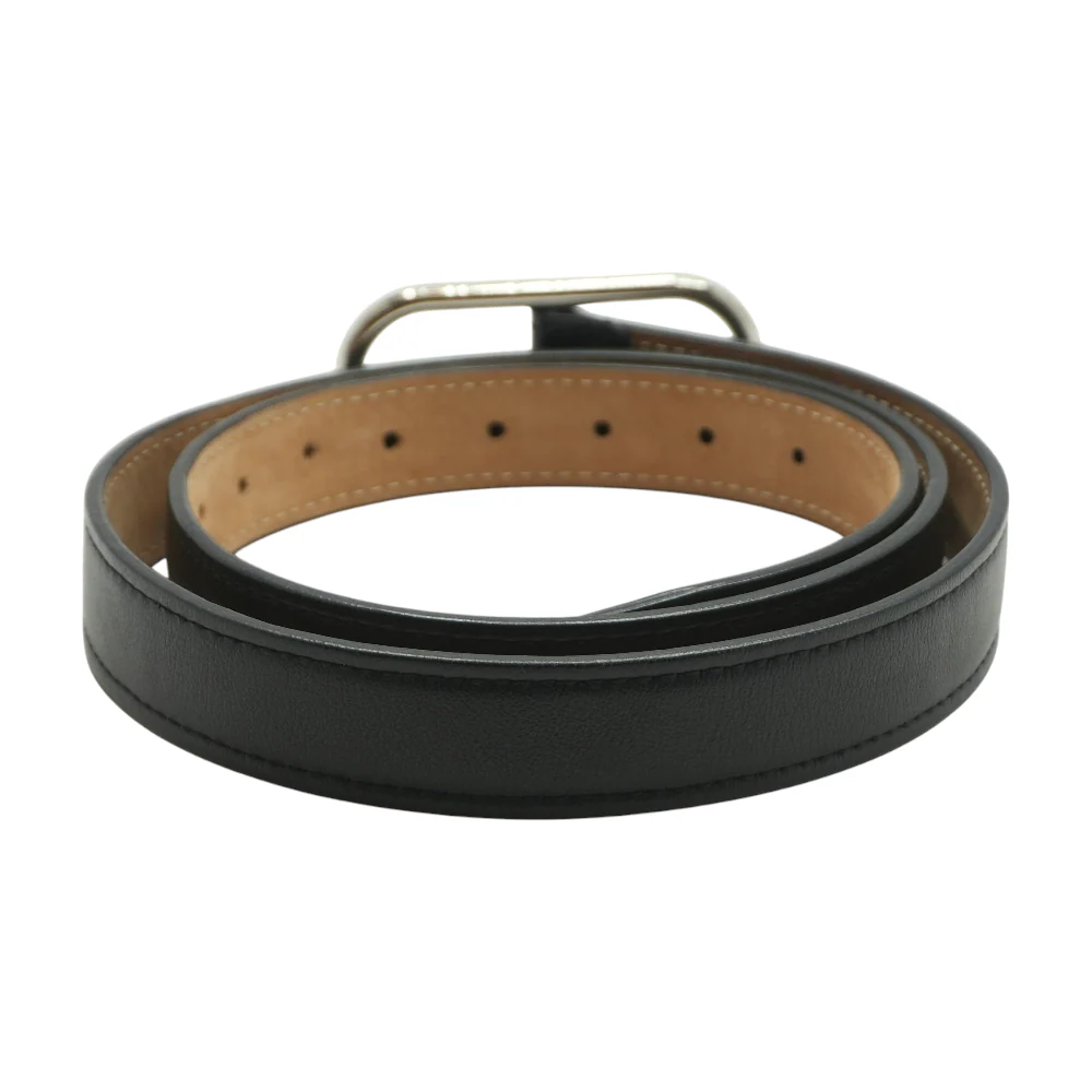 Black Thin Leather Belt - Image 2