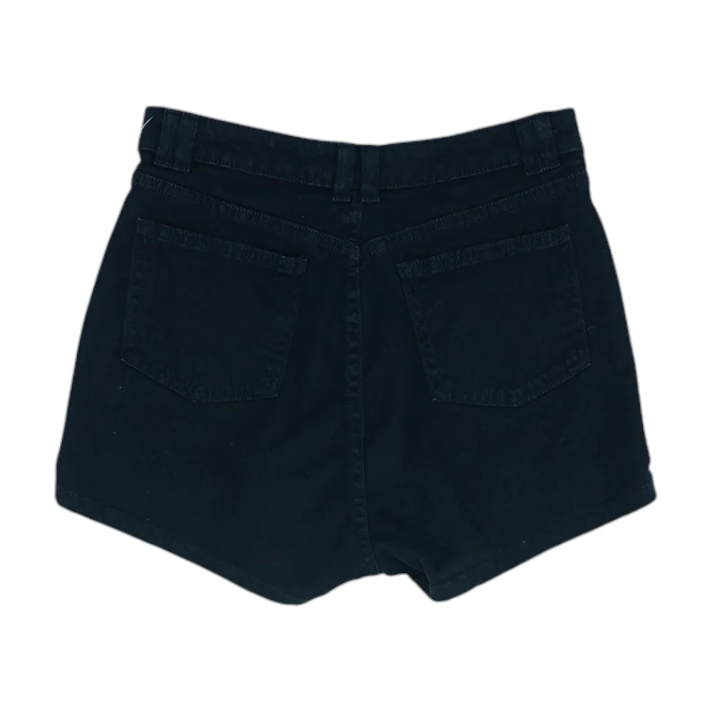 Black Solid Denim Shorts - Image 2