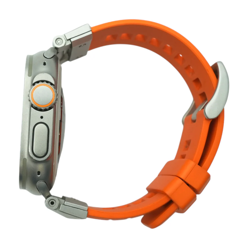 49mm Ultra 2 Titanium Smartwatch Orange Band One Size - Image 3