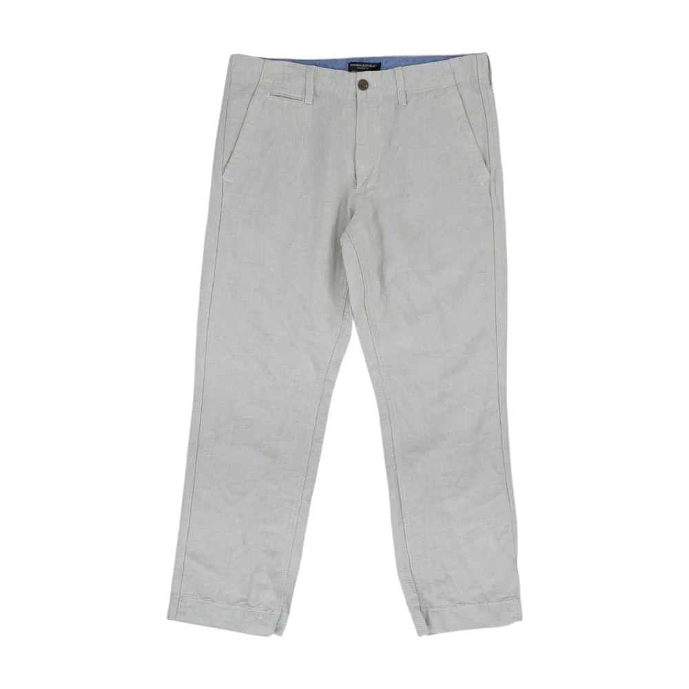 Beige Striped Straight Pants