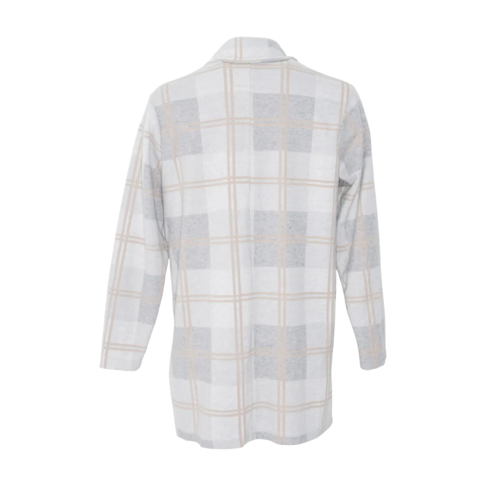 Gray Plaid Cardigan Sweater - Image 2