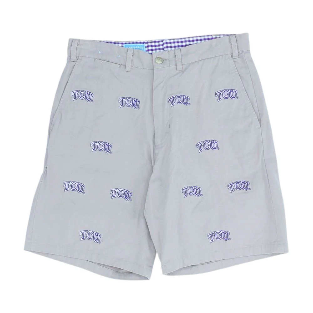 Beige Embroidery Detail TCU Horned Frogs Chino Shorts