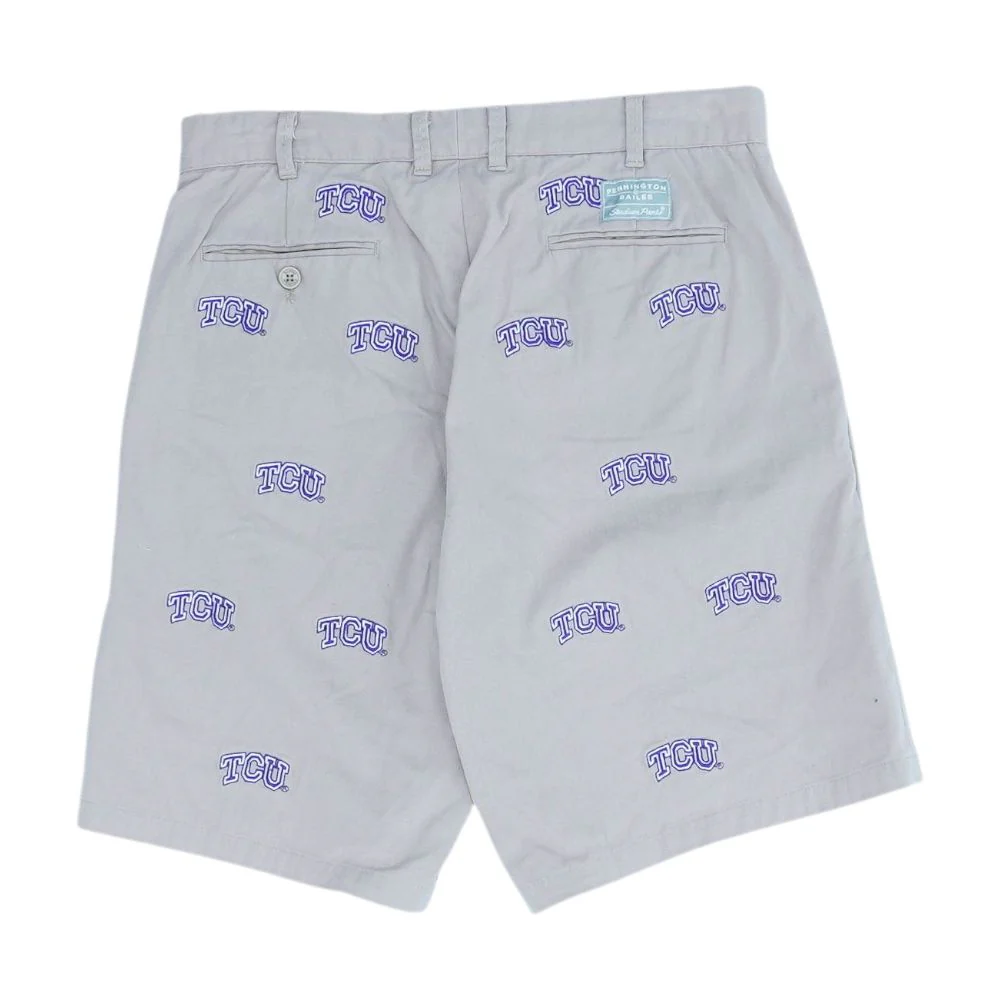 Beige Embroidery Detail TCU Horned Frogs Chino Shorts - Image 2