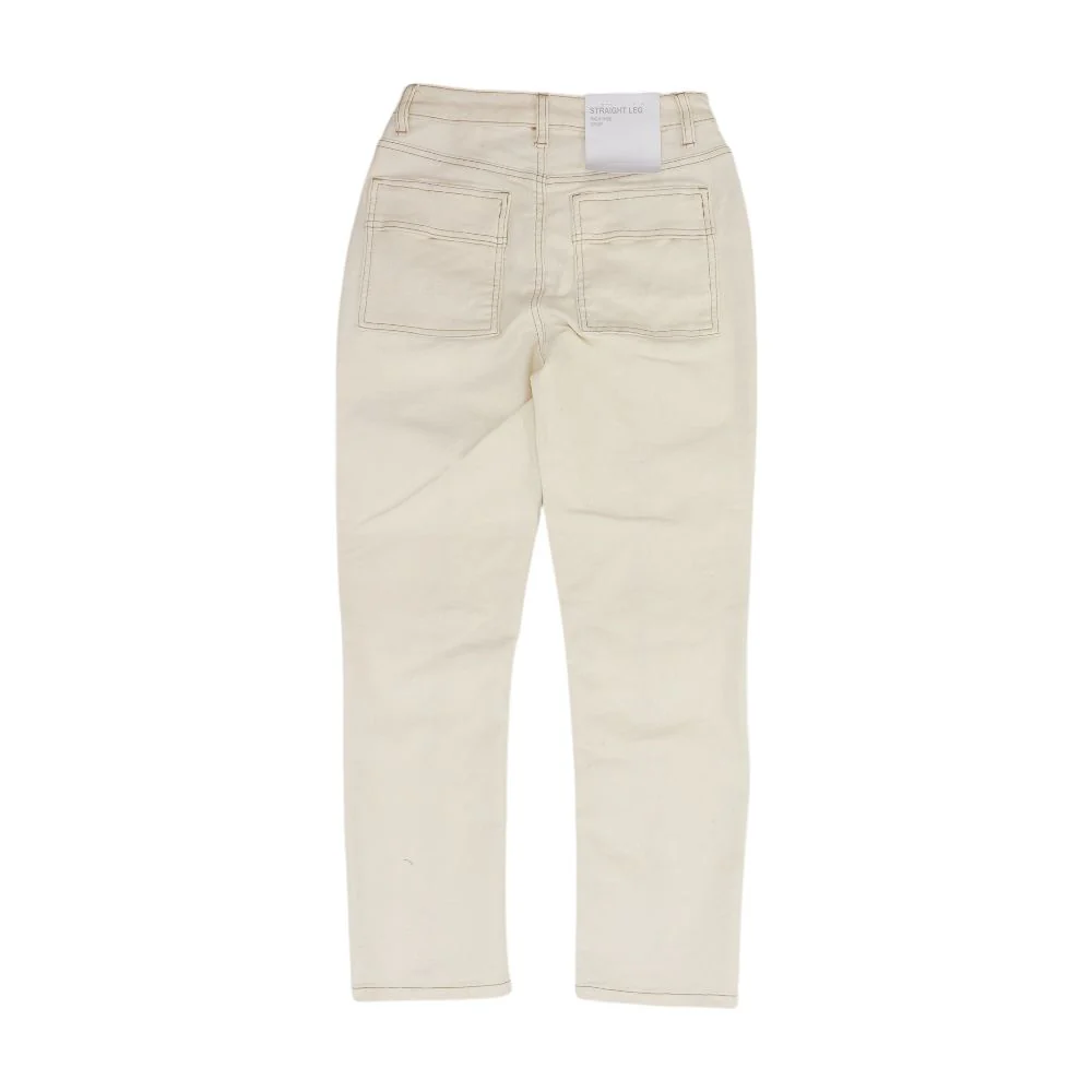 Beige High Rise Cropped Straight Leg Jeans - Image 2