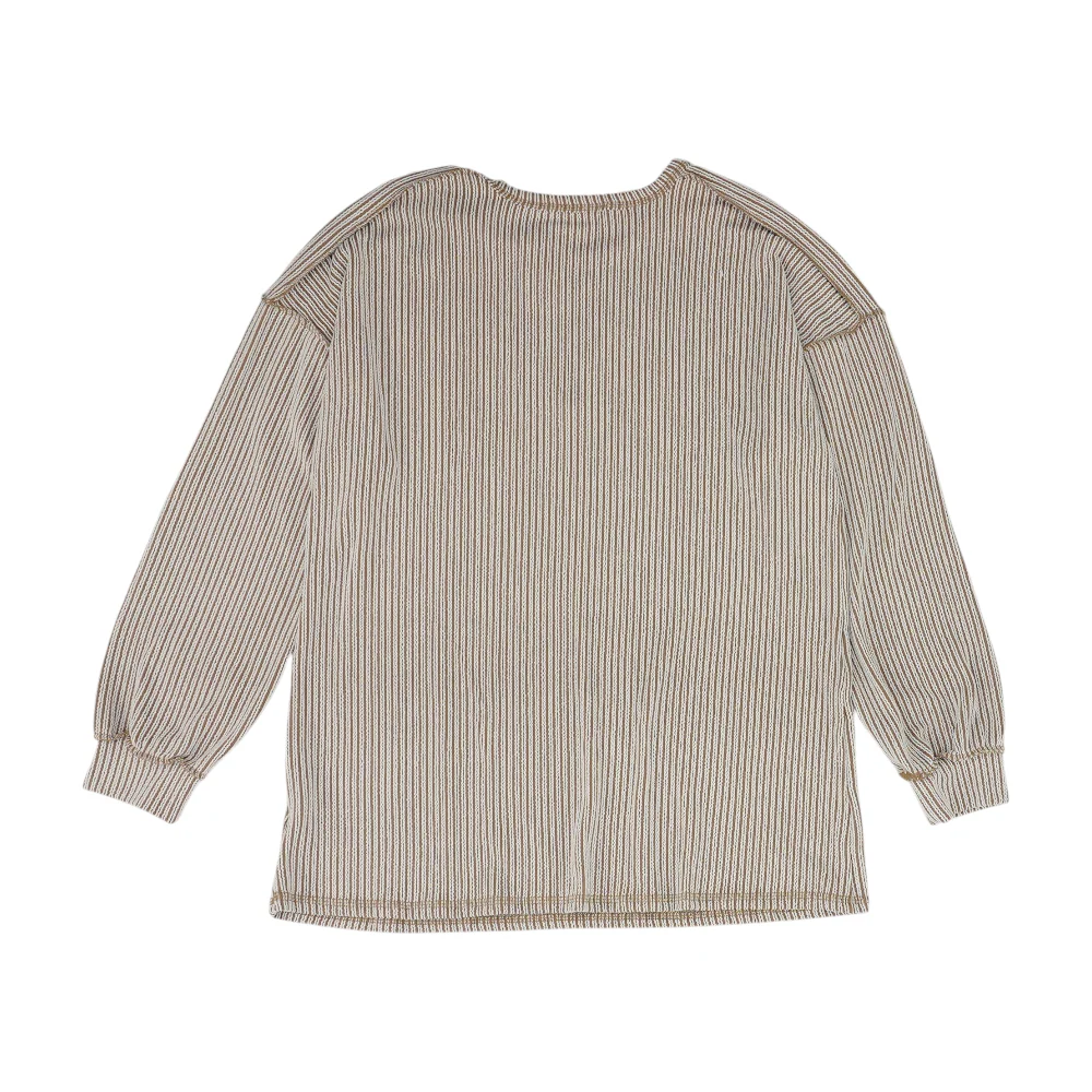 Beige Plus Striped Blouse - Image 2