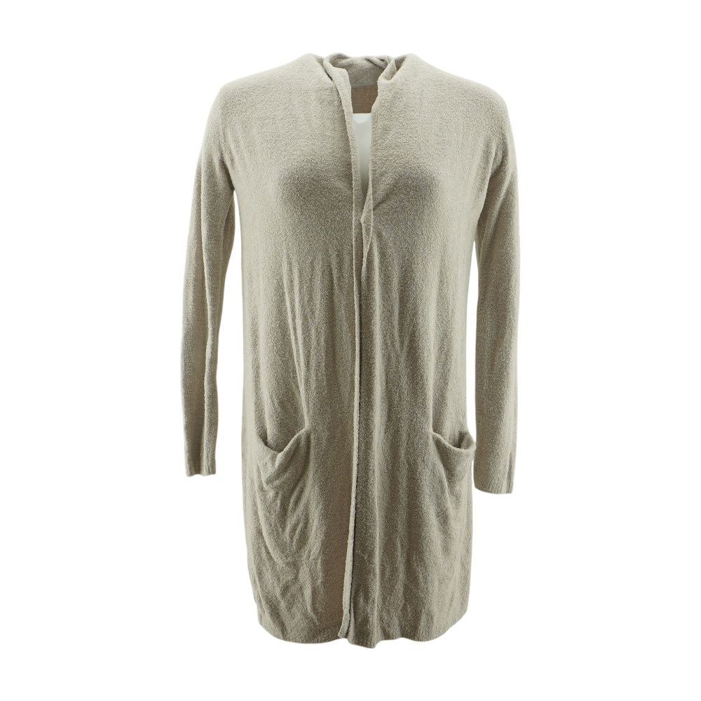Beige Solid Cardigan Sweater