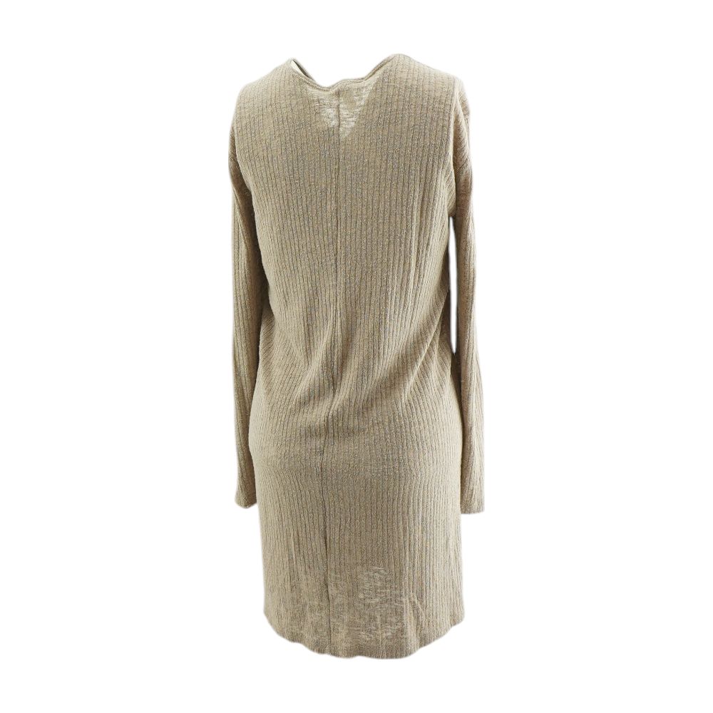 Beige Solid Cardigan Sweater - Image 2