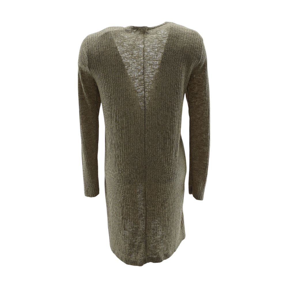 Beige Solid Cardigan Sweater - Image 2