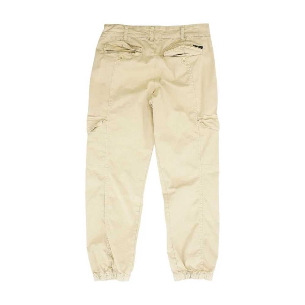 Beige Solid Cargo Pants - Image 2