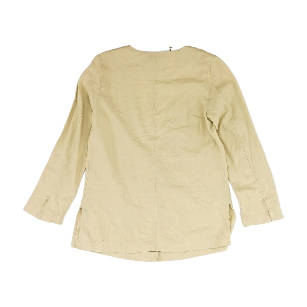 Beige Solid Long Sleeve Blouse - Image 2