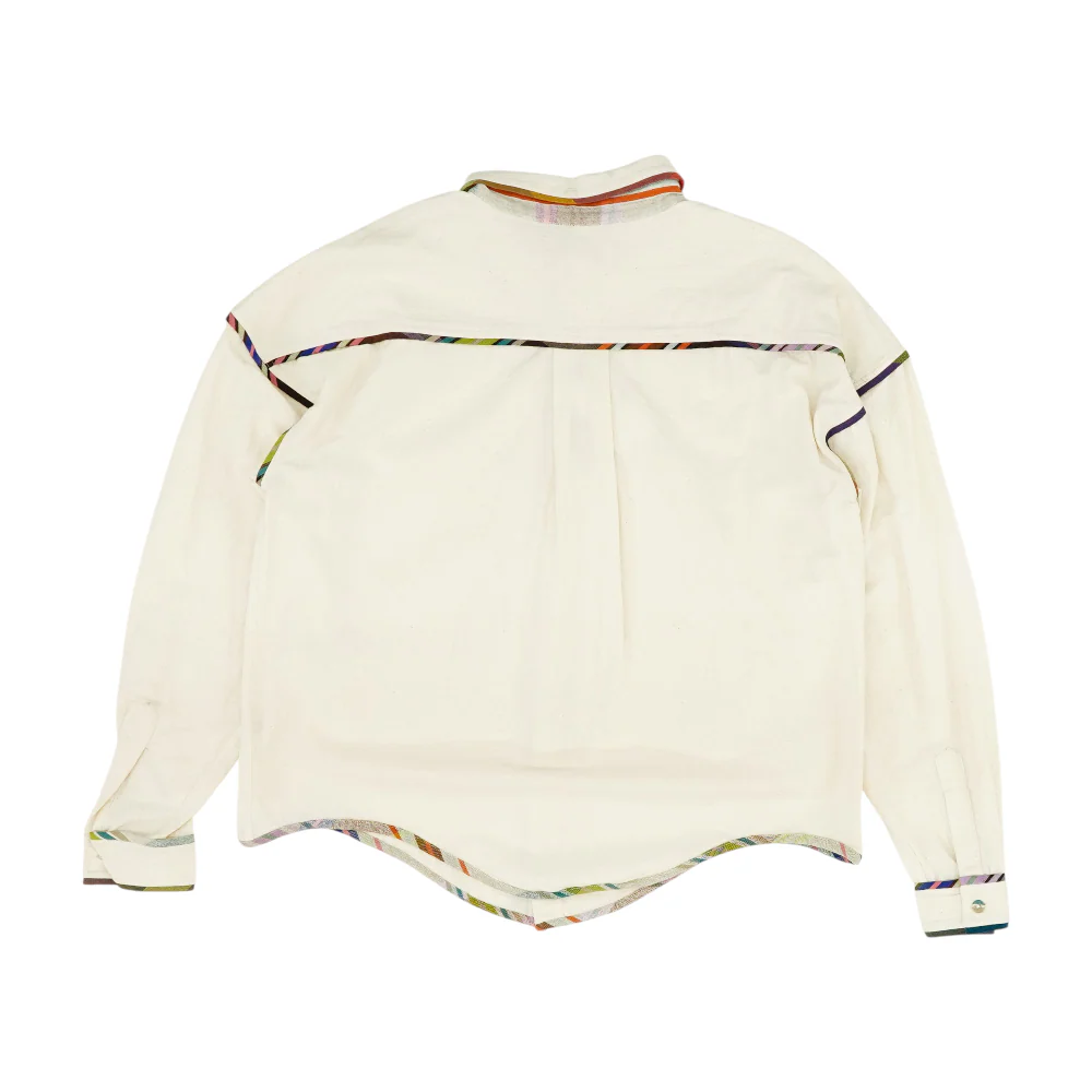 Beige Solid Long Sleeve Button Down - Image 2