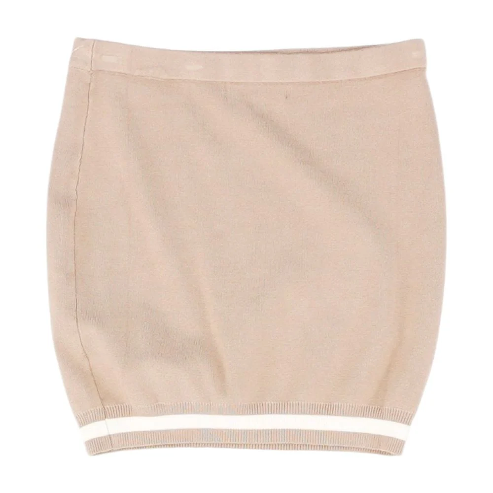 Beige Solid Mini Skirt - Image 2
