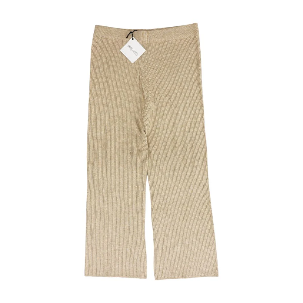 Beige Solid Pants - Image 2