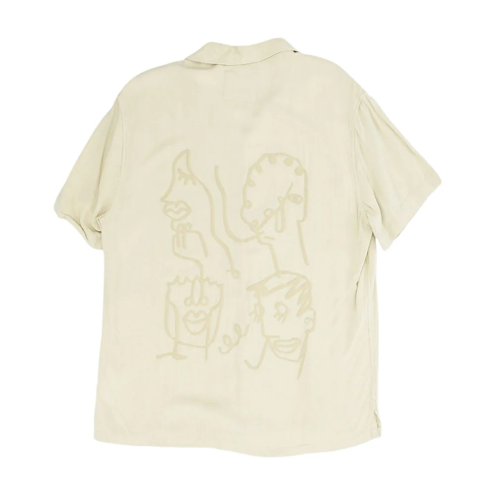 Beige Solid Short Sleeve Button Down - Image 2